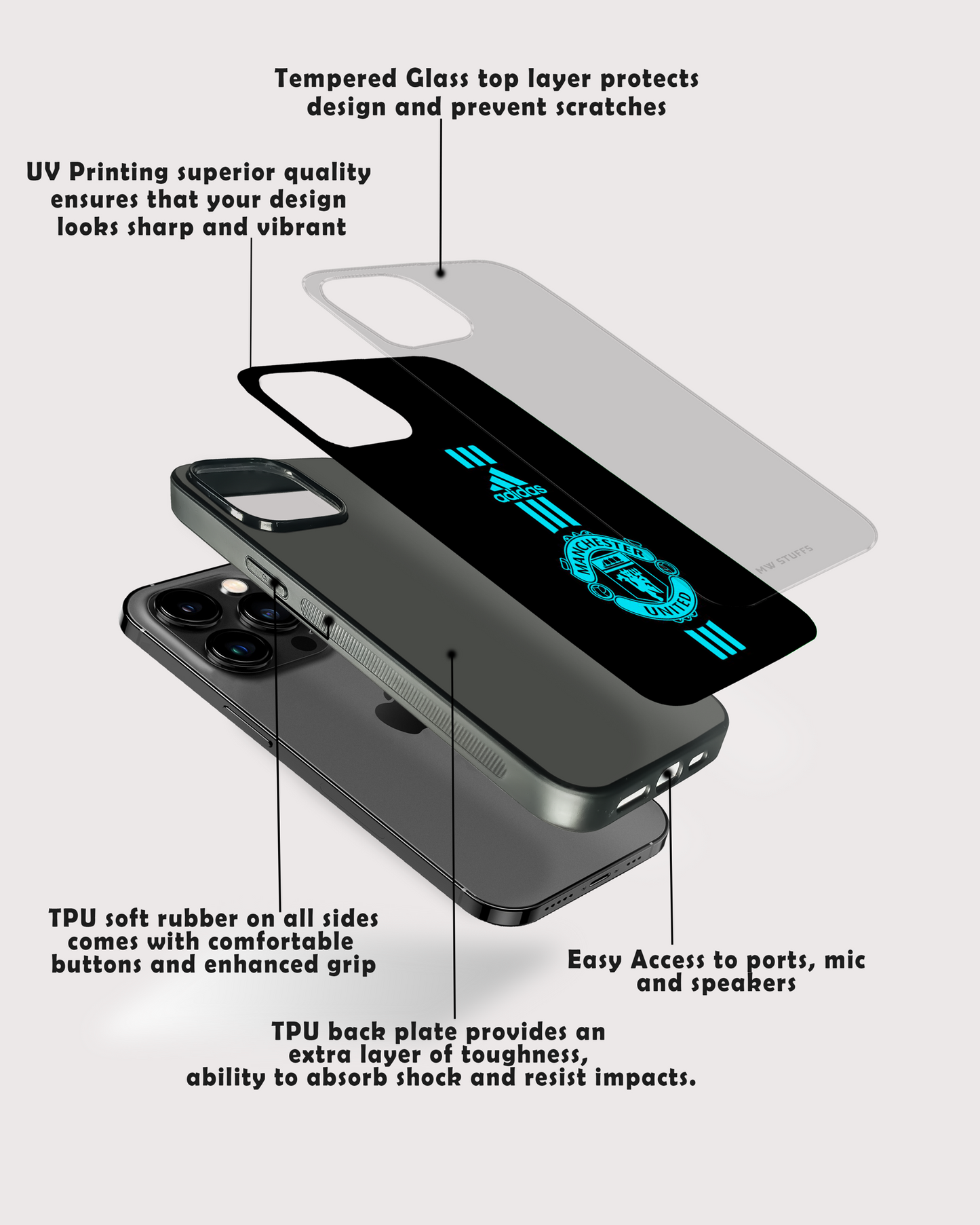 Manchester United Jersey Blue Glass Case - - MW Stuffs -