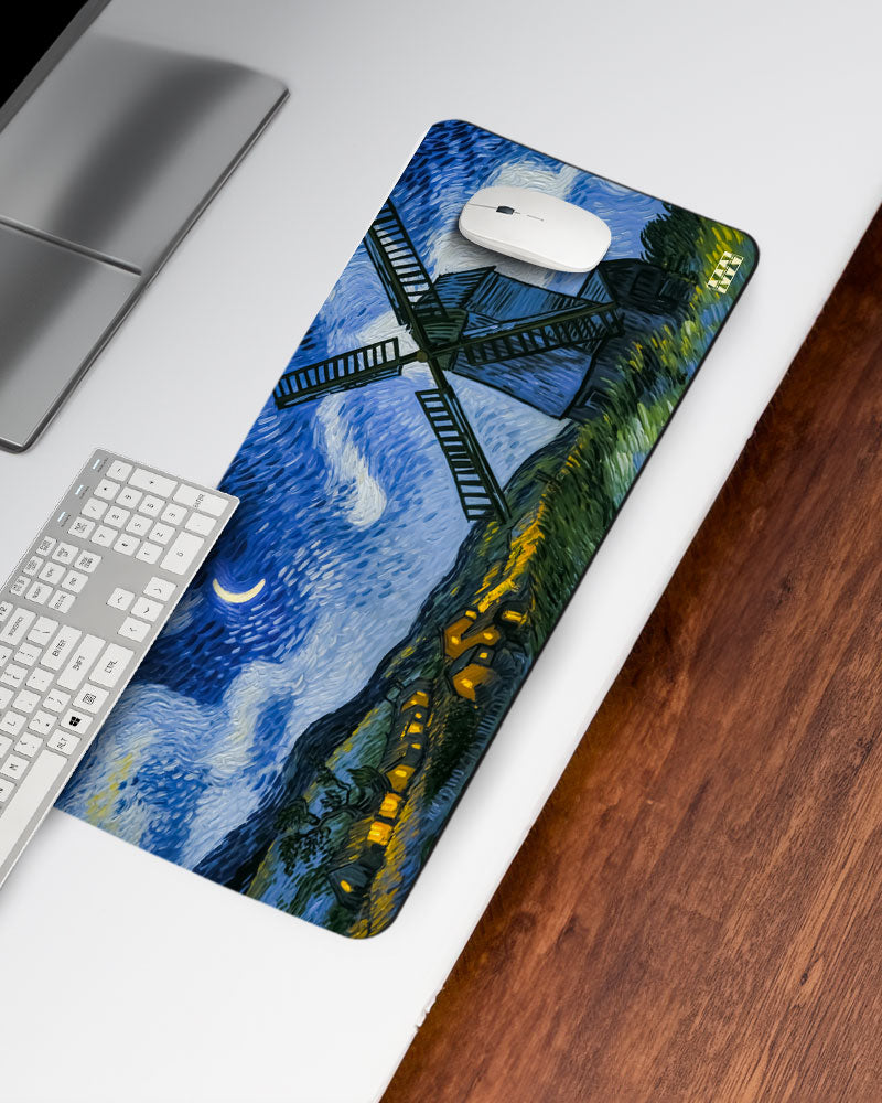 Midnight Windmill Van Gogh's Dreamscape Deskmat
