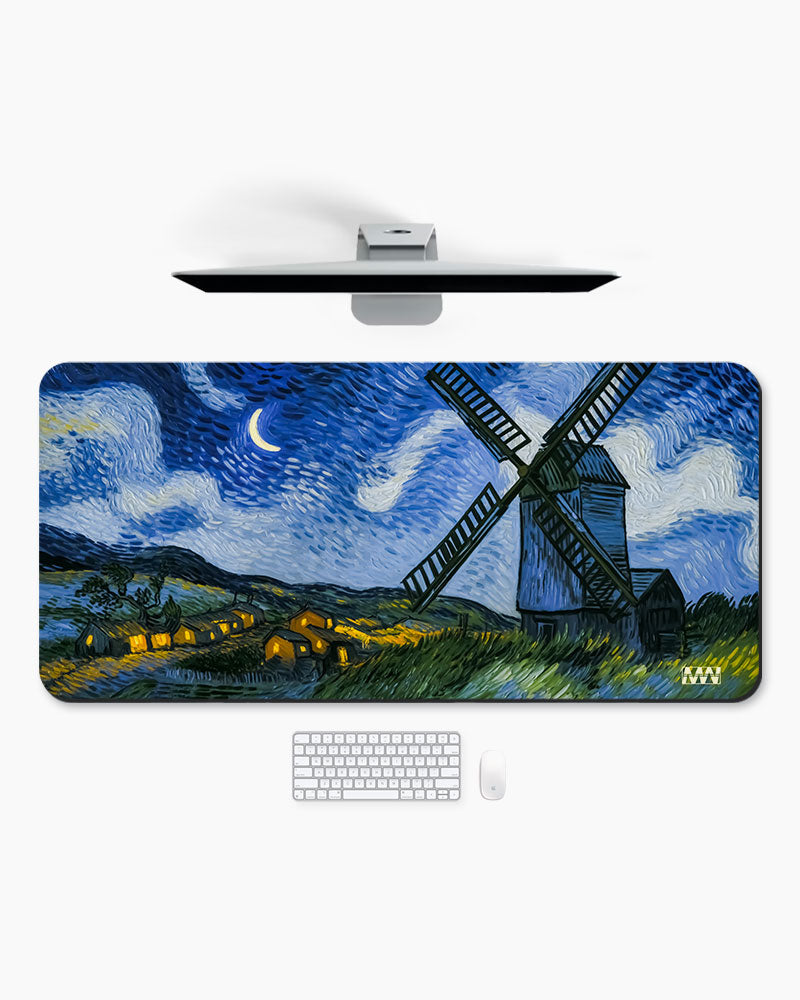 Midnight Windmill Van Gogh's Dreamscape Deskmat
