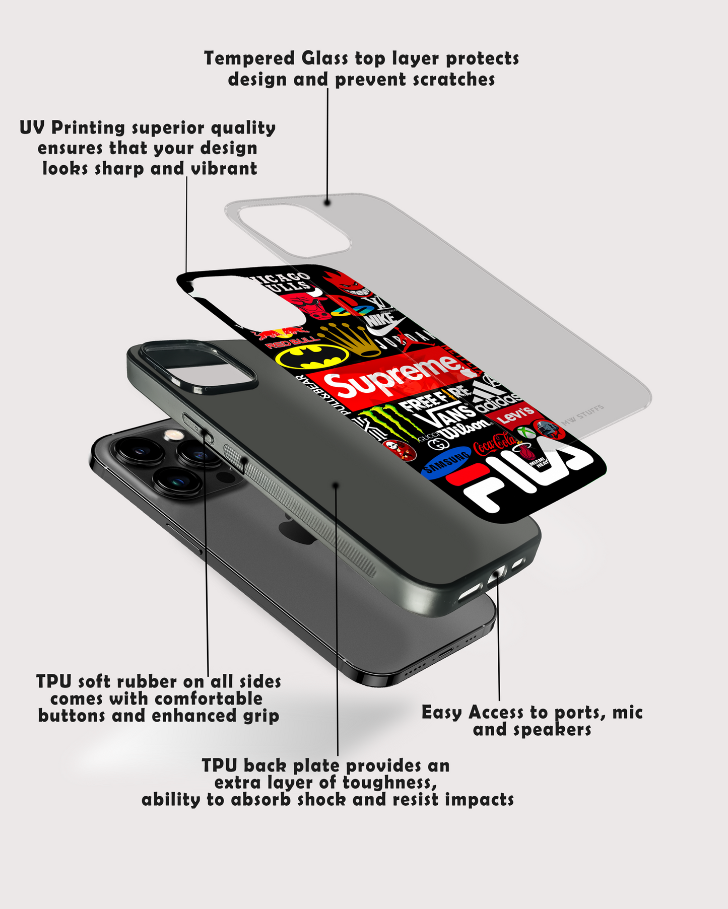 Mix of Brands Art Premium Glass Case - - MW Stuffs -