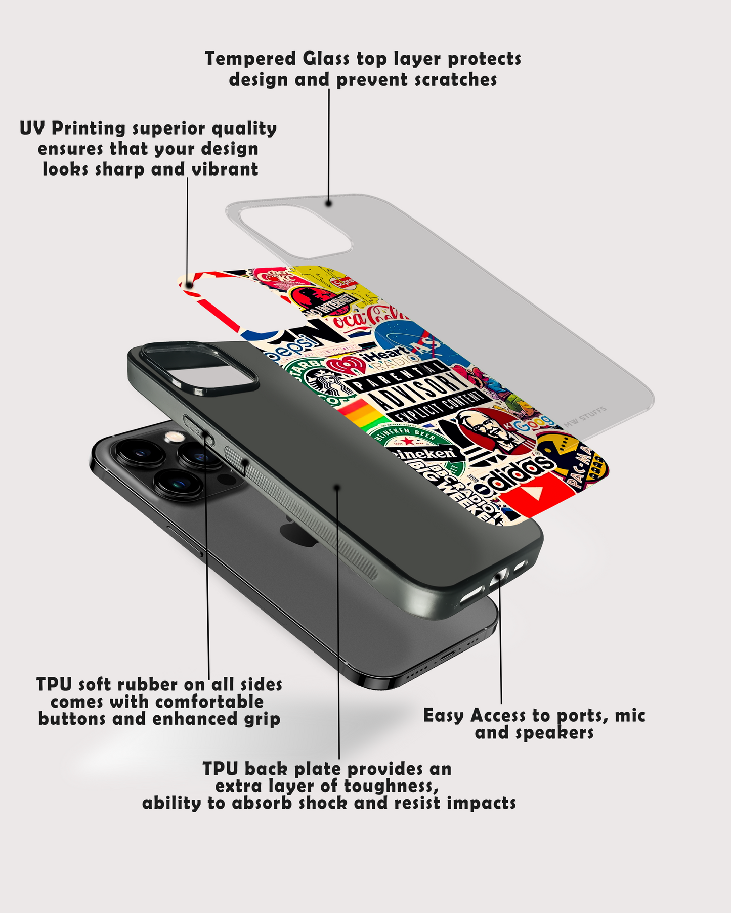 Mix of Brands Art Premium Glass Case - - MW Stuffs -