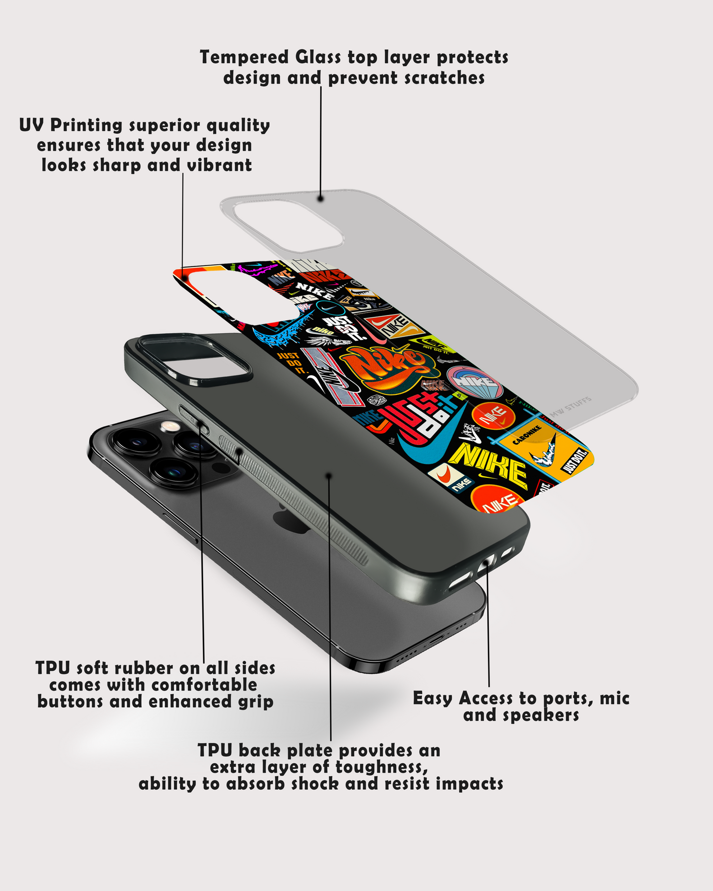 Mix of Brands Art Premium Glass Case - - MW Stuffs -