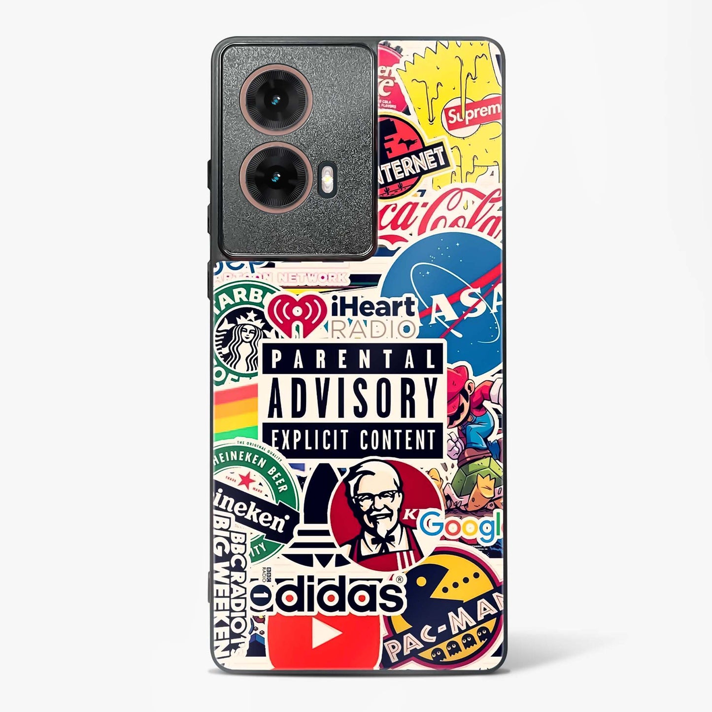 Mixed Brand Stickers Glass Phone Case-Moto G85 5G