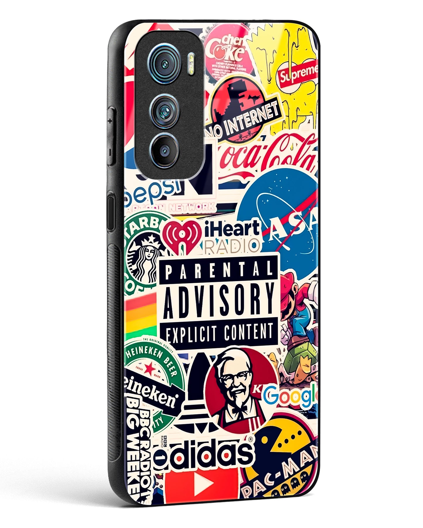 Mixed Brand Stickers Glass Phone Case-Motorola Edge 30
