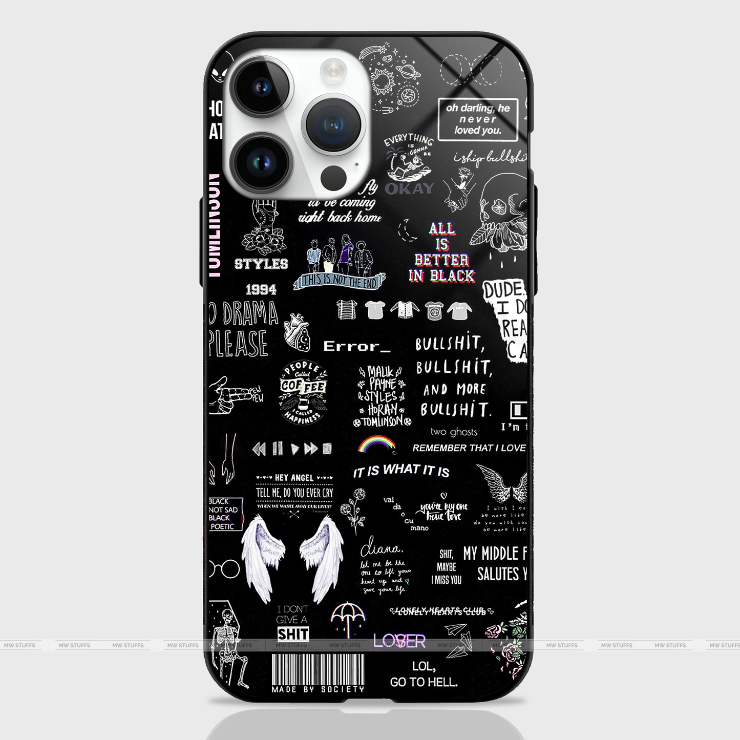 Mixed Popular Lyrics Art Glass Case - - MW Stuffs -
