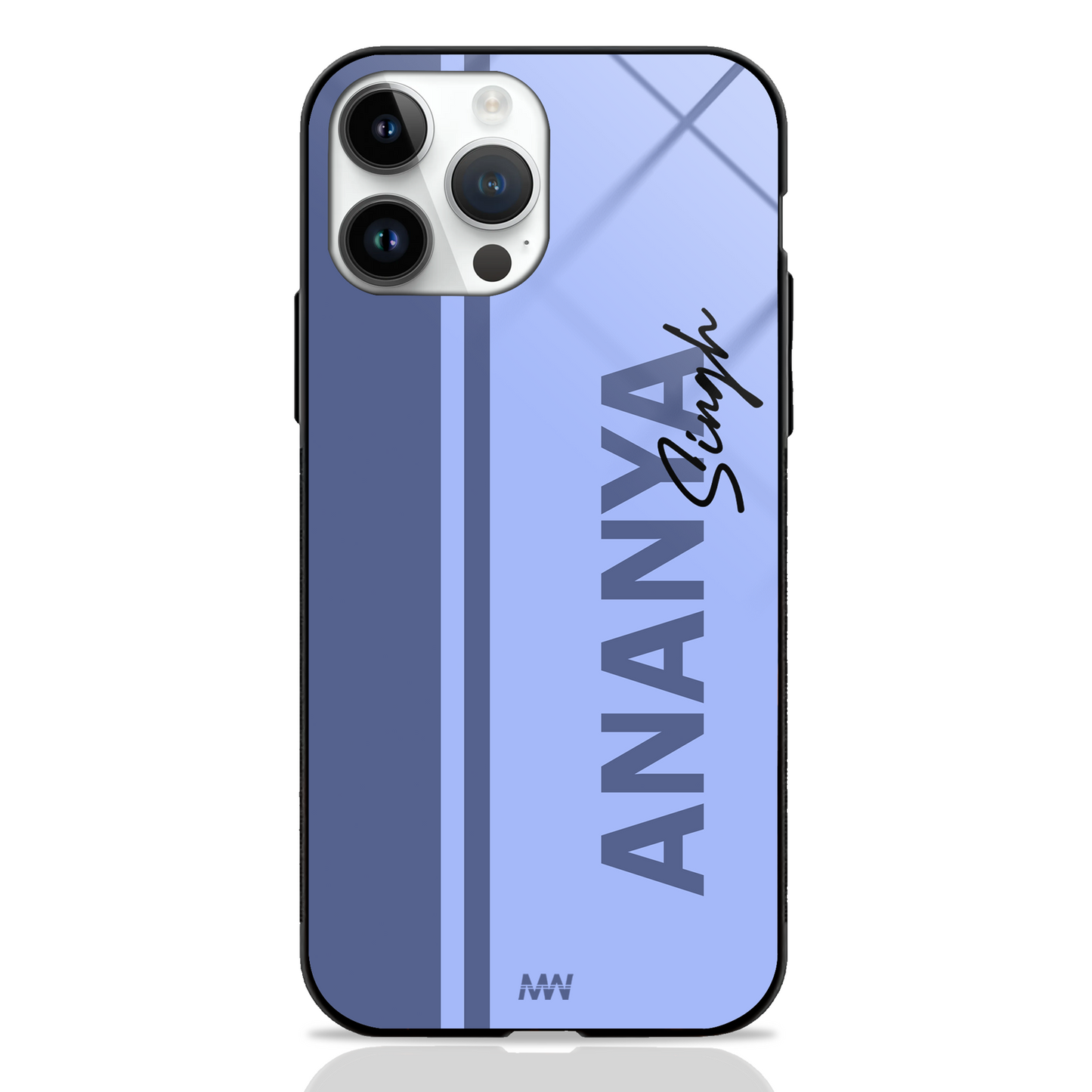 Modern Minimalist Custom Name GLASS CASE (customizable in 10 color variants) - - MW Stuffs -