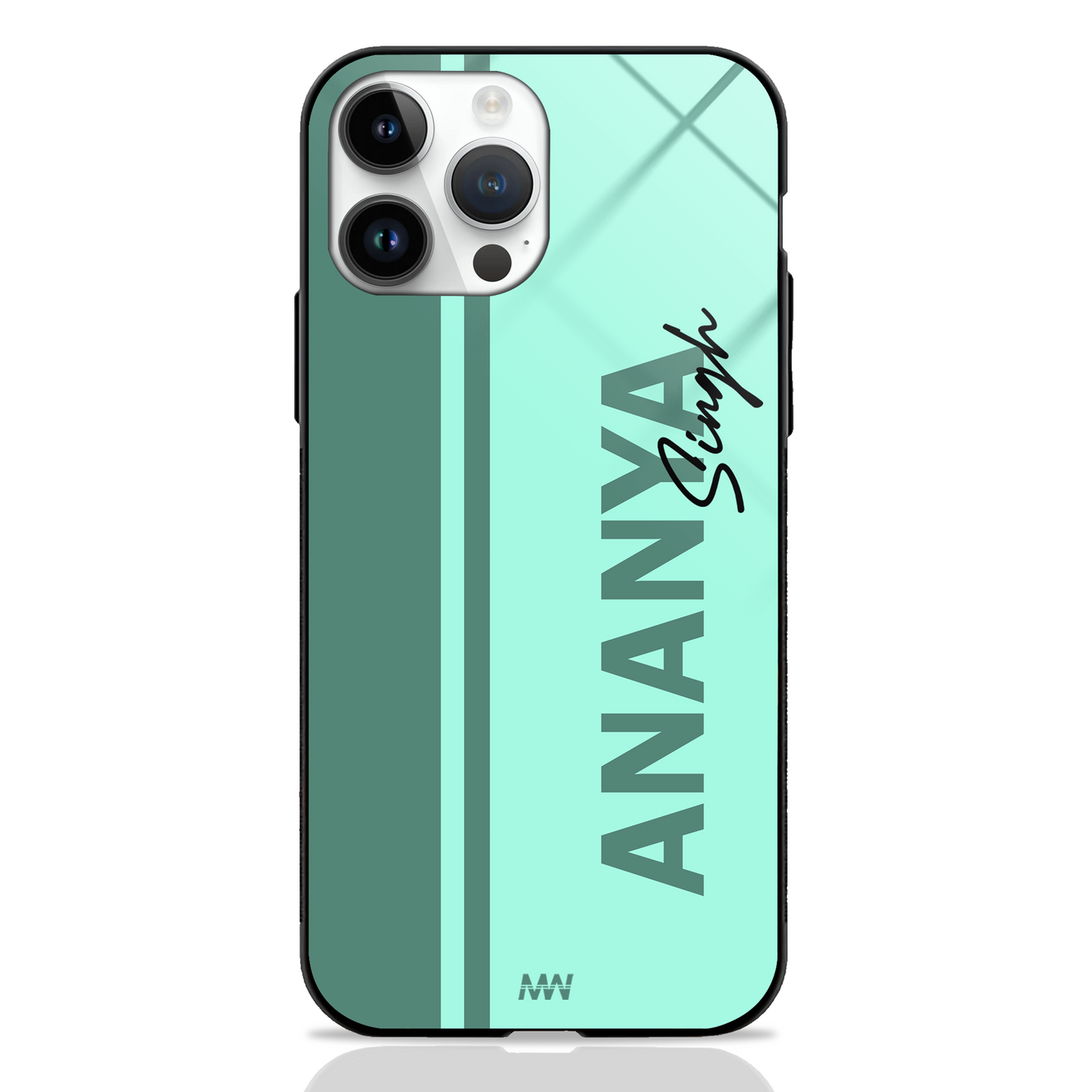 Modern Minimalist Custom Name GLASS CASE (customizable in 10 color variants) - - MW Stuffs -