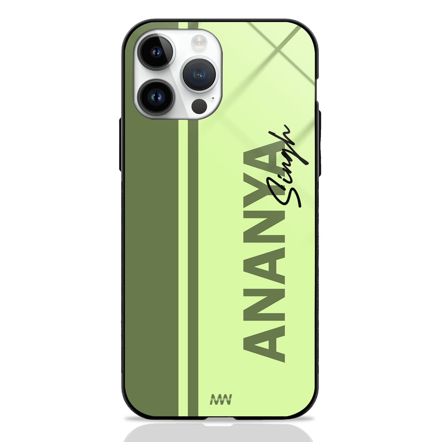 Modern Minimalist Custom Name GLASS CASE (customizable in 10 color variants) - - MW Stuffs -
