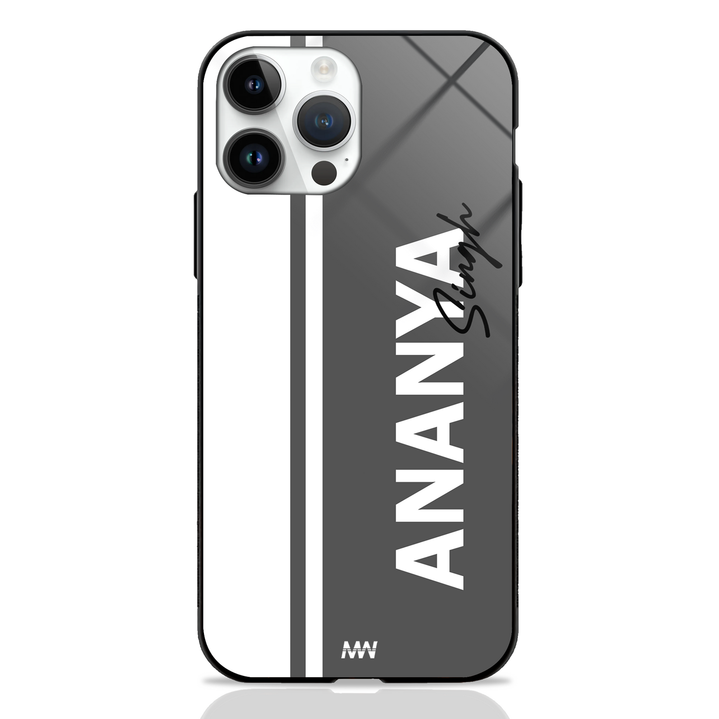 Modern Minimalist Custom Name GLASS CASE (customizable in 10 color variants) - - MW Stuffs -