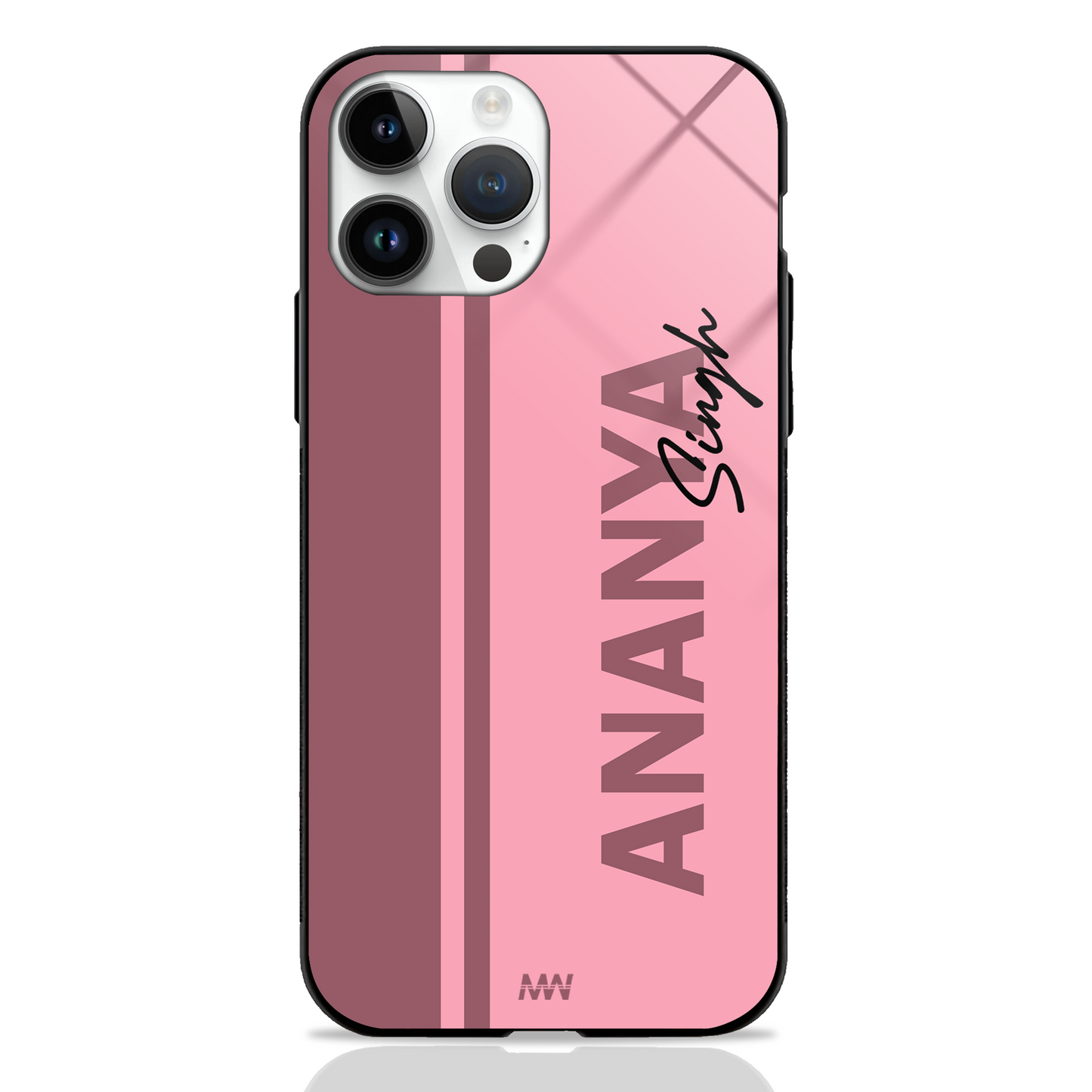 Modern Minimalist Custom Name GLASS CASE (customizable in 10 color variants) - - MW Stuffs -