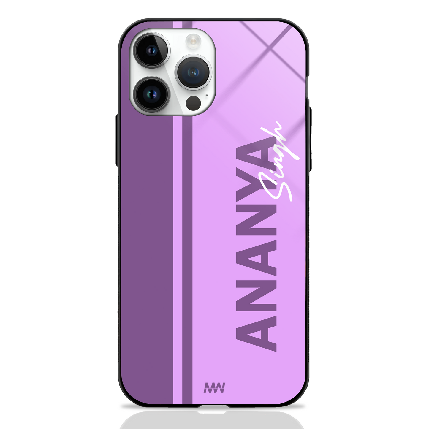 Modern Minimalist Custom Name GLASS CASE (customizable in 10 color variants) - - MW Stuffs -