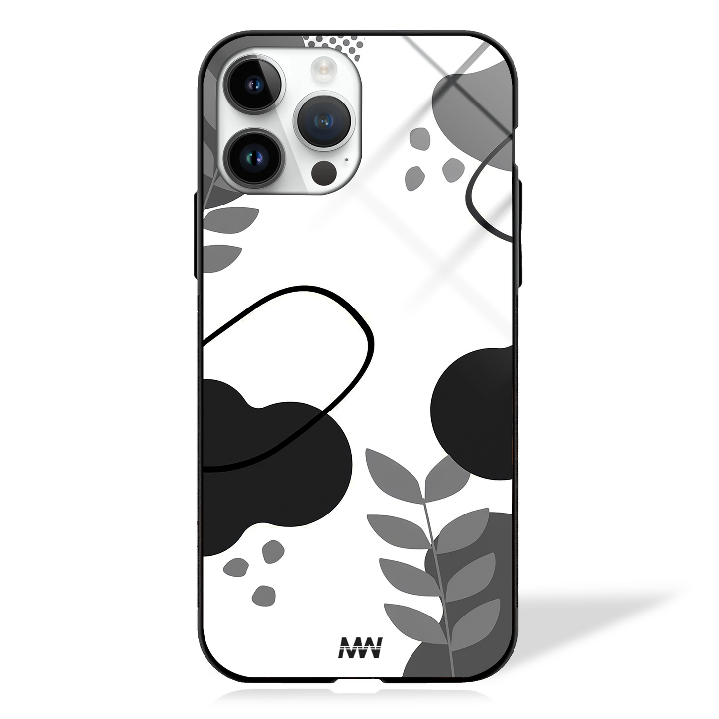 Monochrome Leaf Aesthetic GLASS CASE - - MW Stuffs -