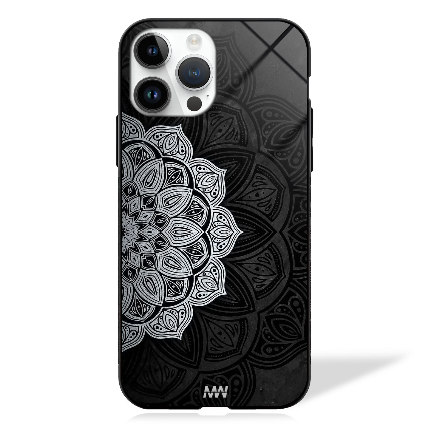 Monochrome Mandala Pattern GLASS CASE - - MW Stuffs -