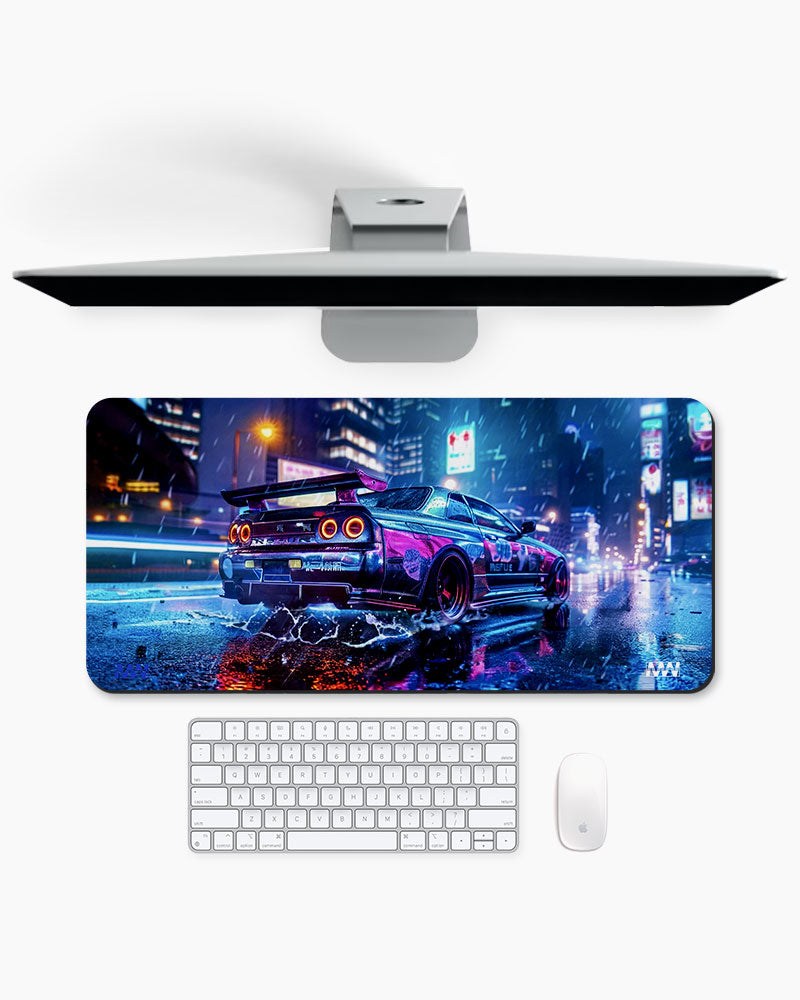 Neon Night Racer Deskmat