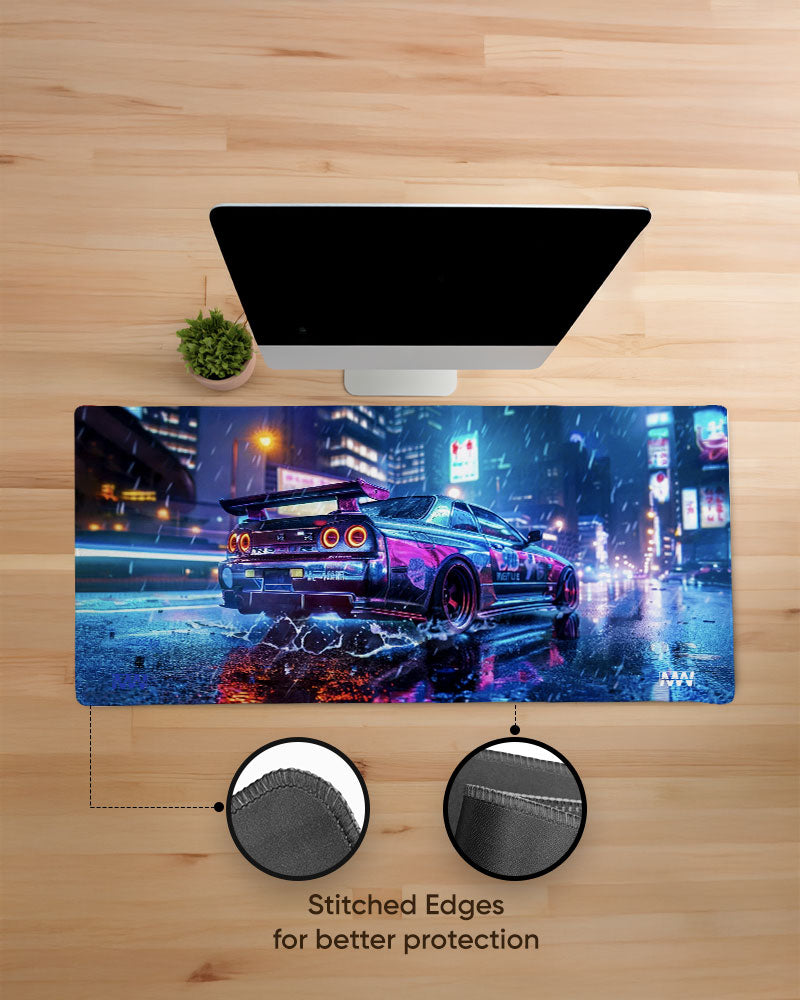 Neon Night Racer Deskmat