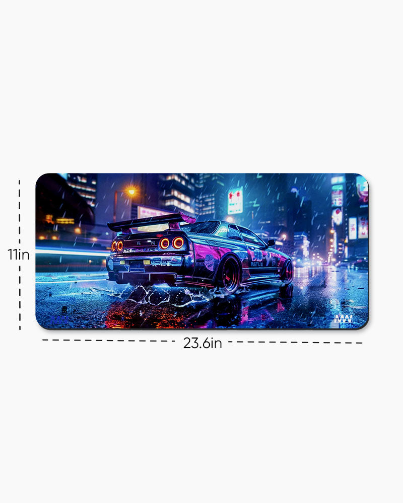 Neon Night Racer Deskmat