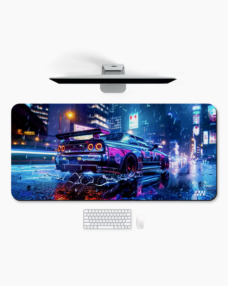Neon Night Racer Deskmat