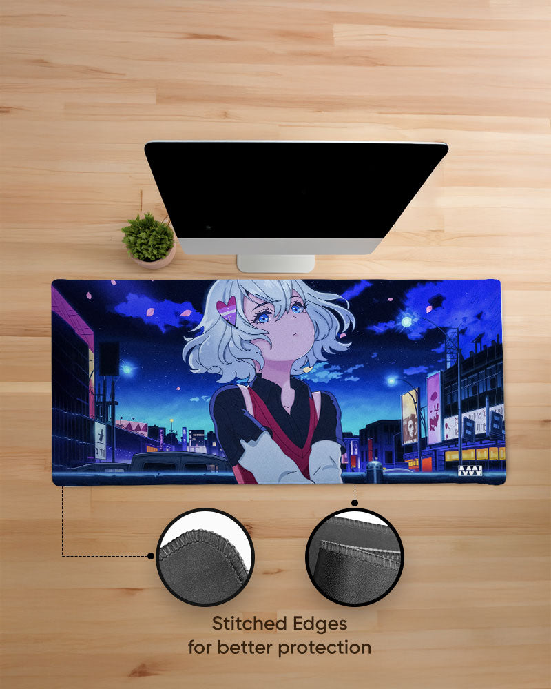 Neon Sakura A Cyberpunk Anime Deskmat