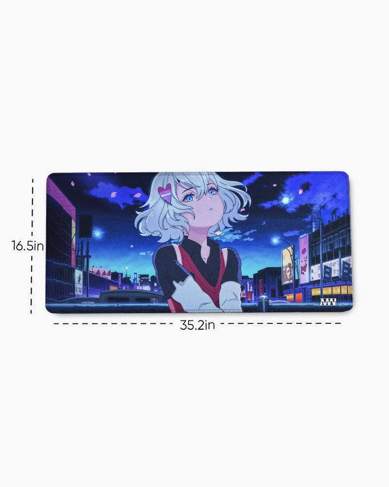Neon Sakura A Cyberpunk Anime Deskmat