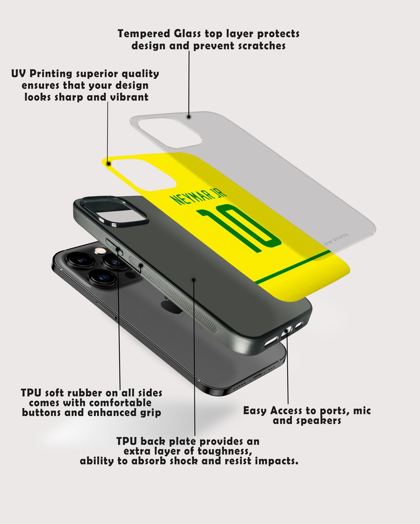Neymar Jr. Jersey No.10 Glass Case - - MW Stuffs -