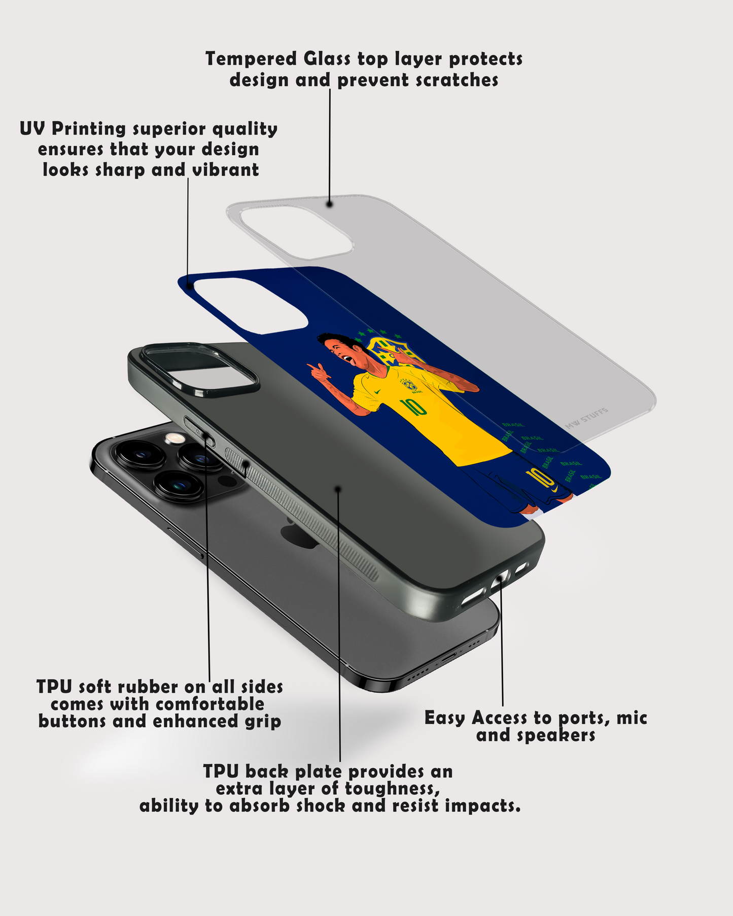 Neymar Jr. The King Glass Case - - MW Stuffs -
