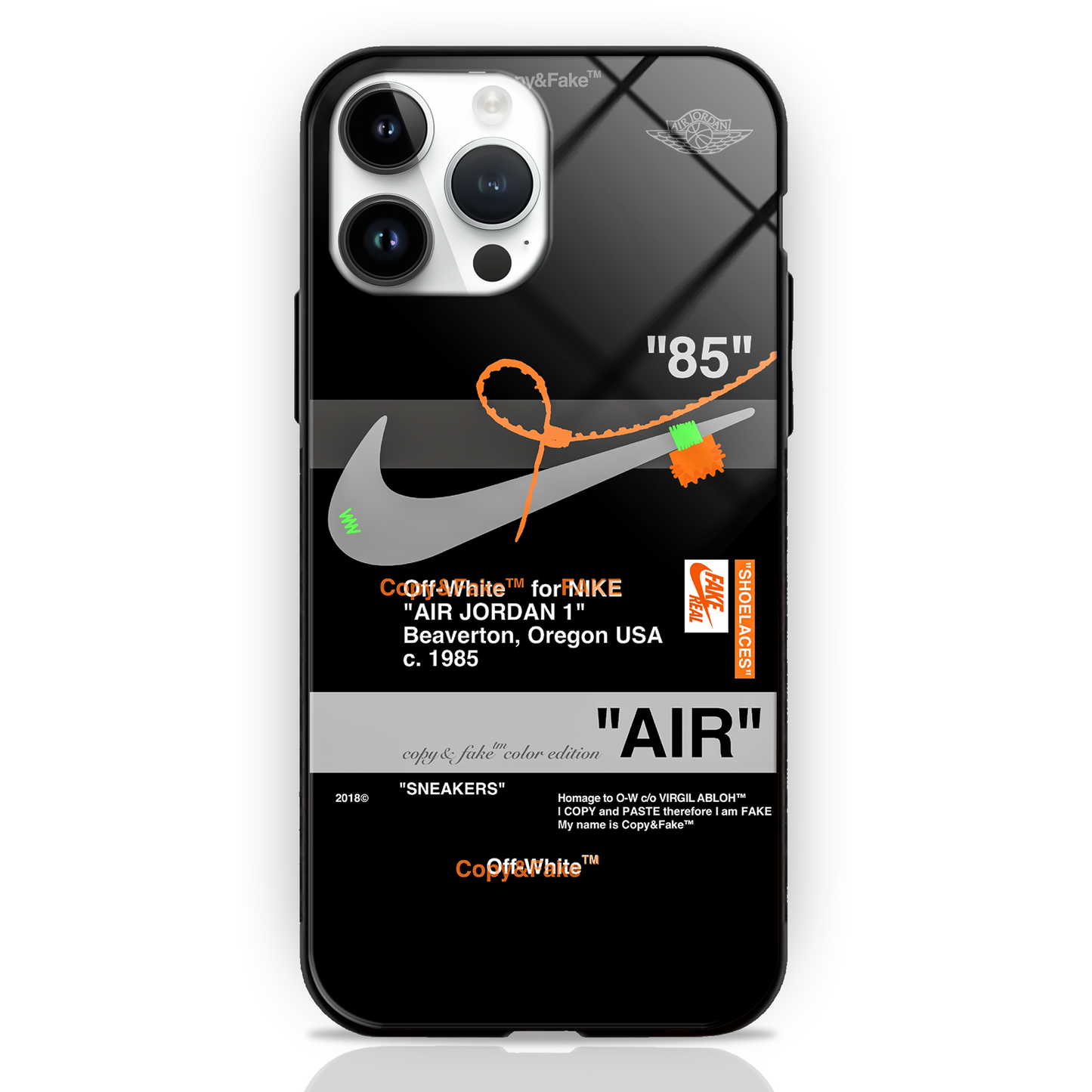 Off-White AIR BLACK Glass Case - - MW Stuffs -