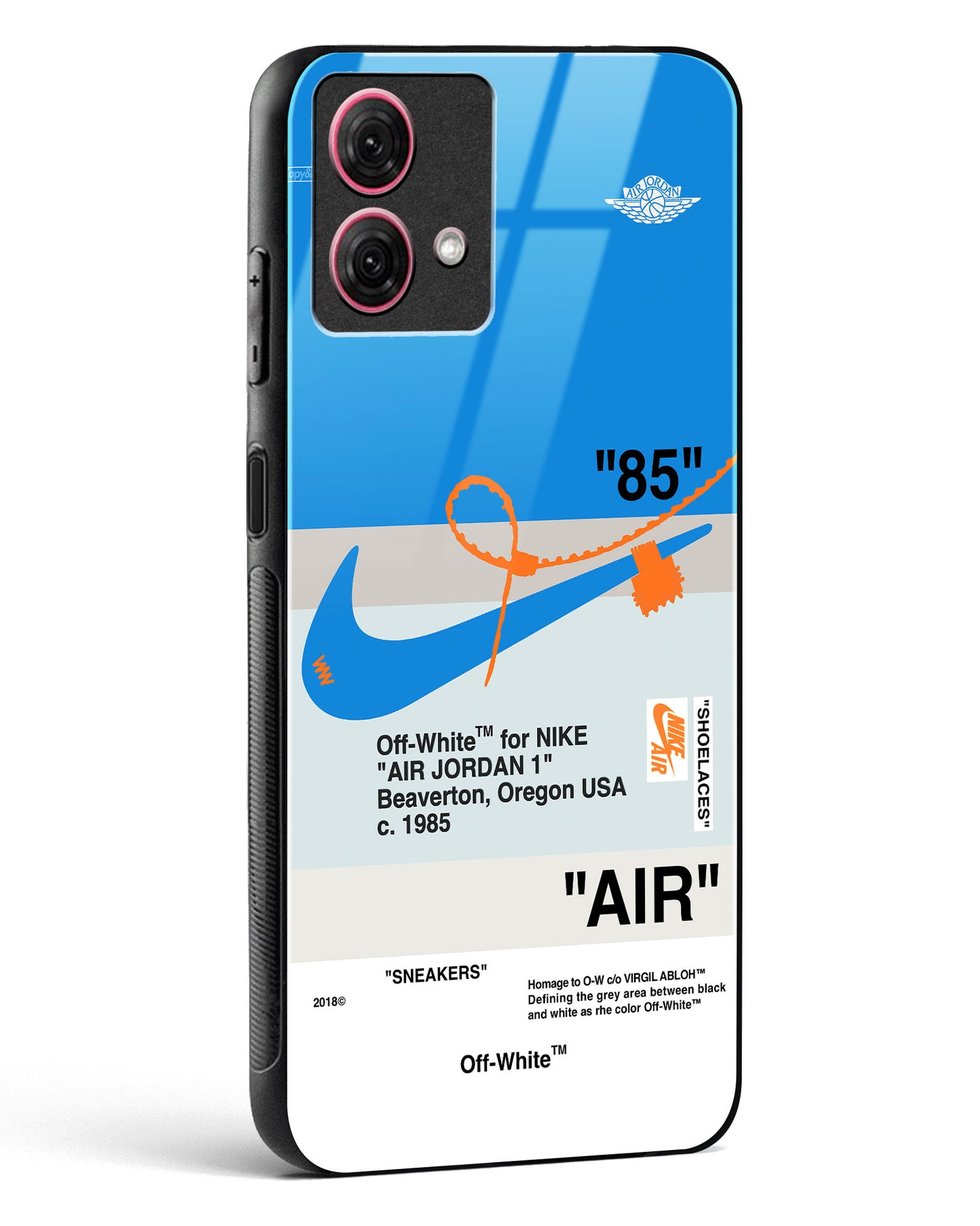 Off White AIR Blue Glass Phone Case-Moto G84 5G