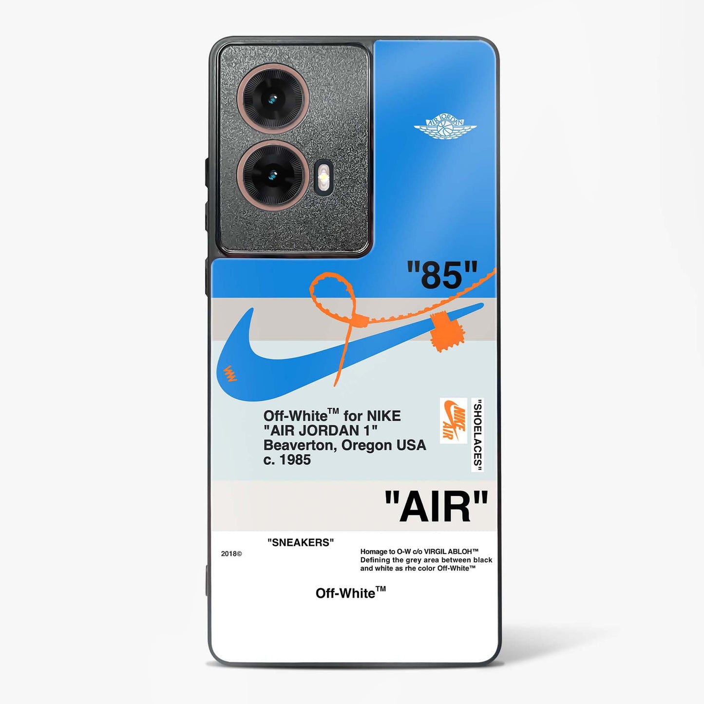 Off White AIR Blue Glass Phone Case-Moto G85 5G