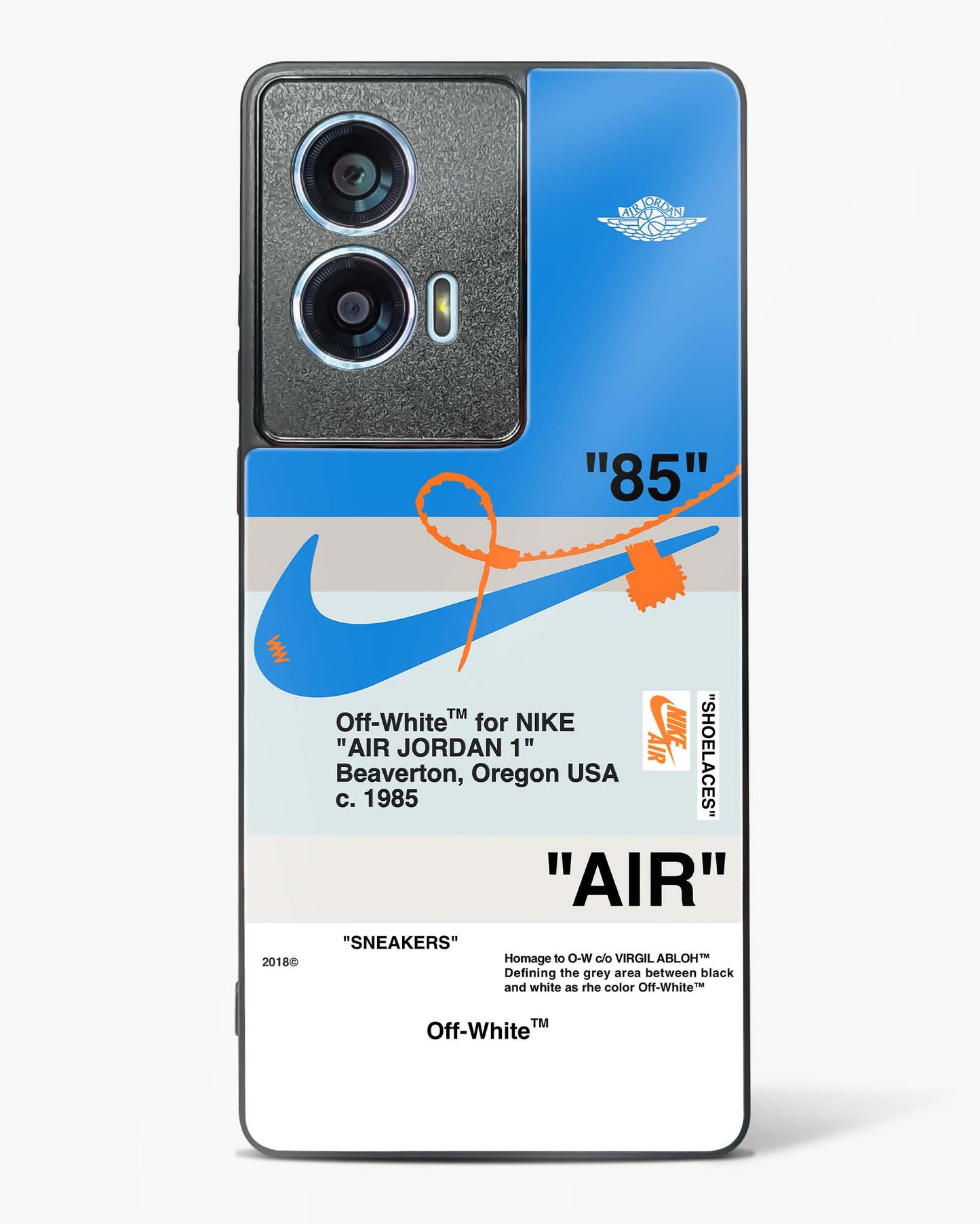 Off White AIR Blue Glass Phone Case-Motorola Edge 50 Fusion