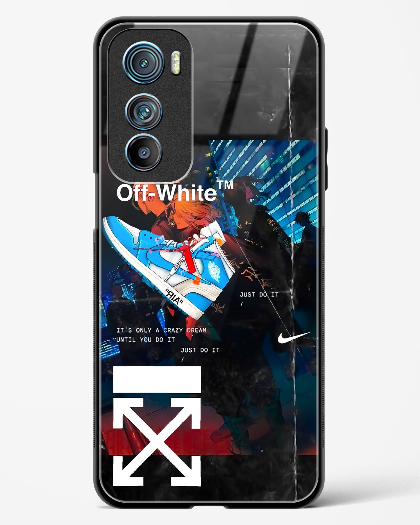 Off White Cross Fade Glass Phone Case-Motorola Edge 30