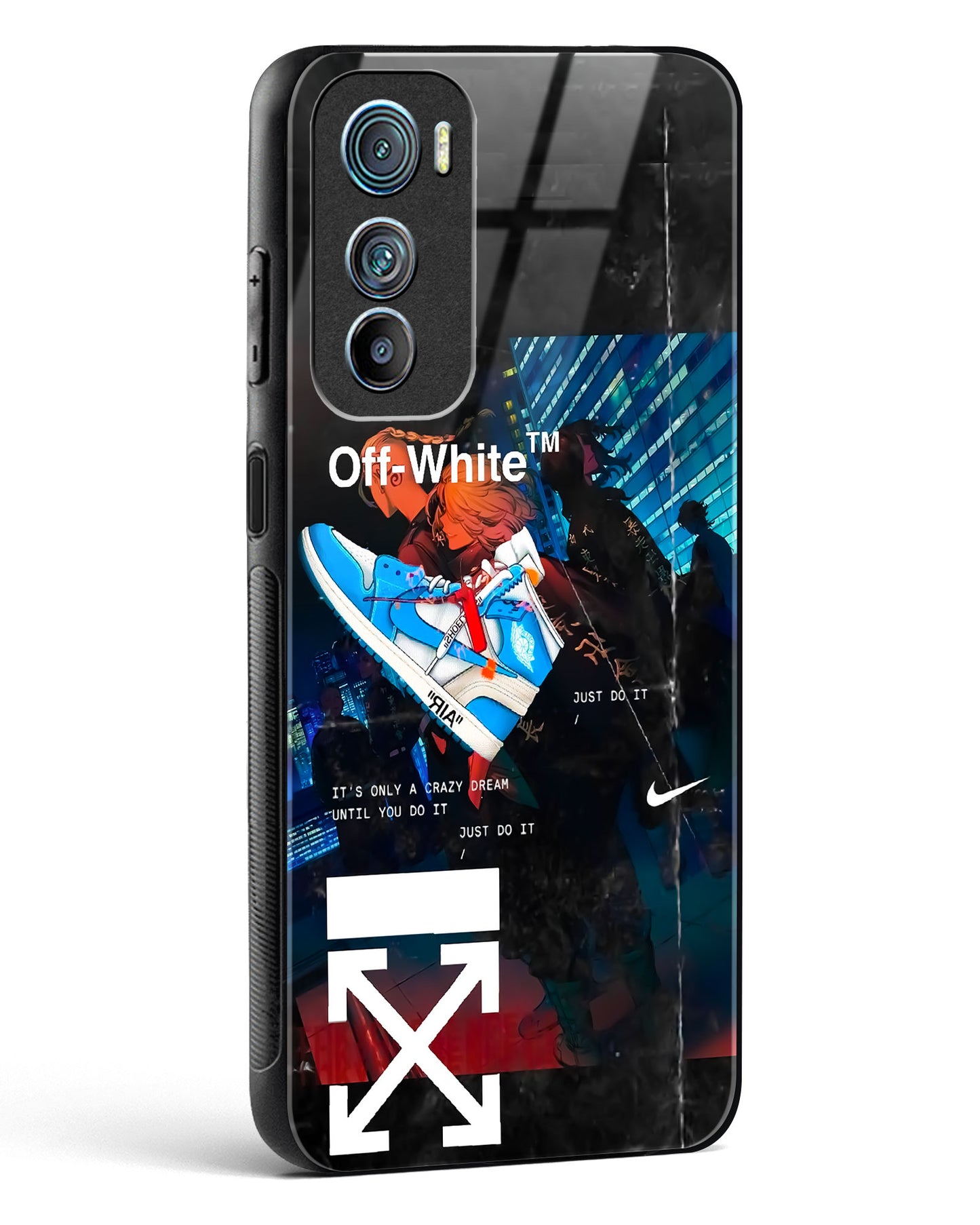 Off White Cross Fade Glass Phone Case-Motorola Edge 30
