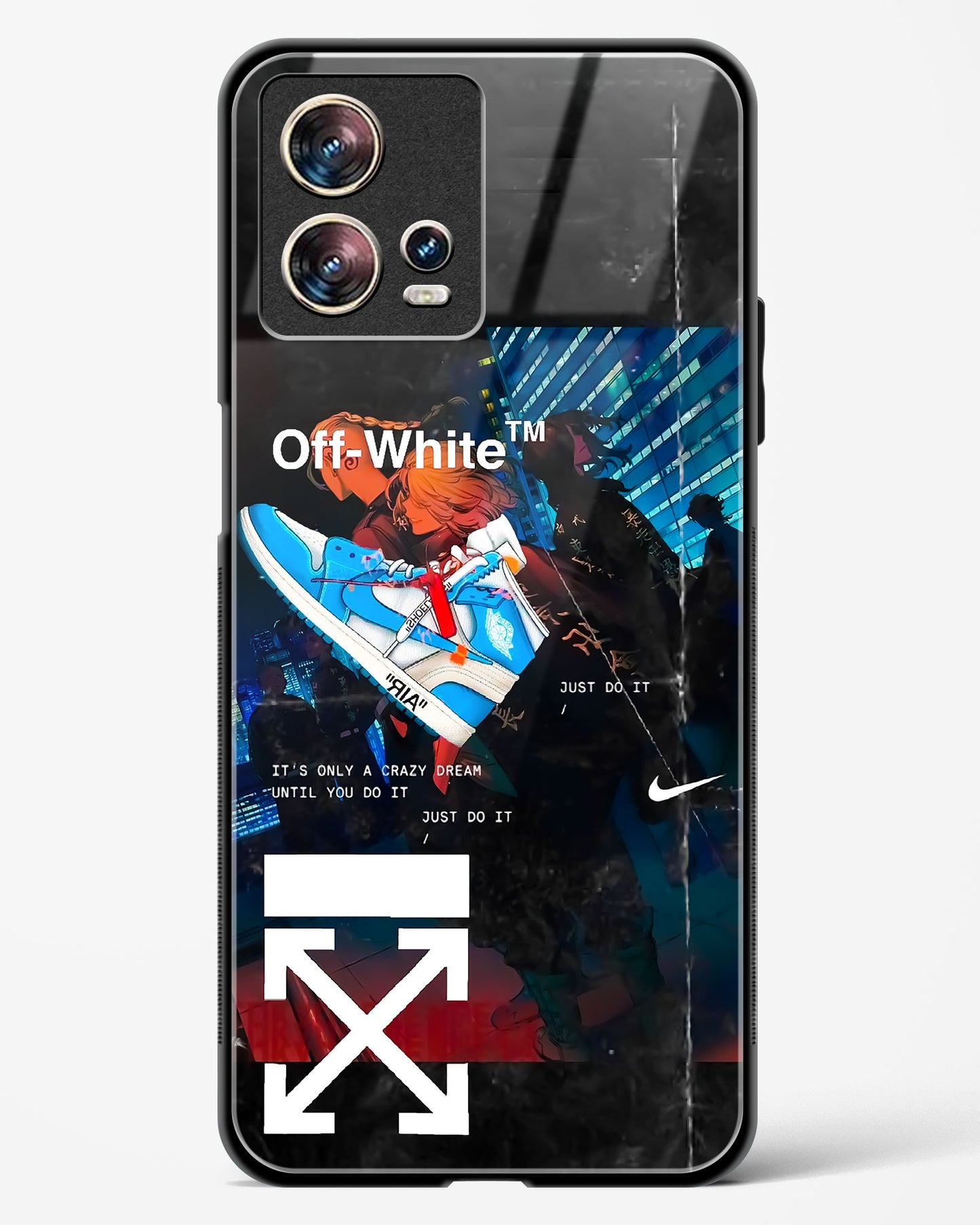 Off White Cross Fade Glass Phone Case-Motorola Edge 30 Fusion