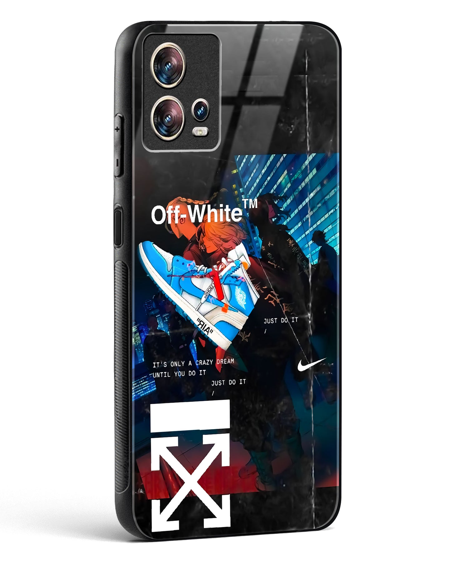 Off White Cross Fade Glass Phone Case-Motorola Edge 30 Fusion