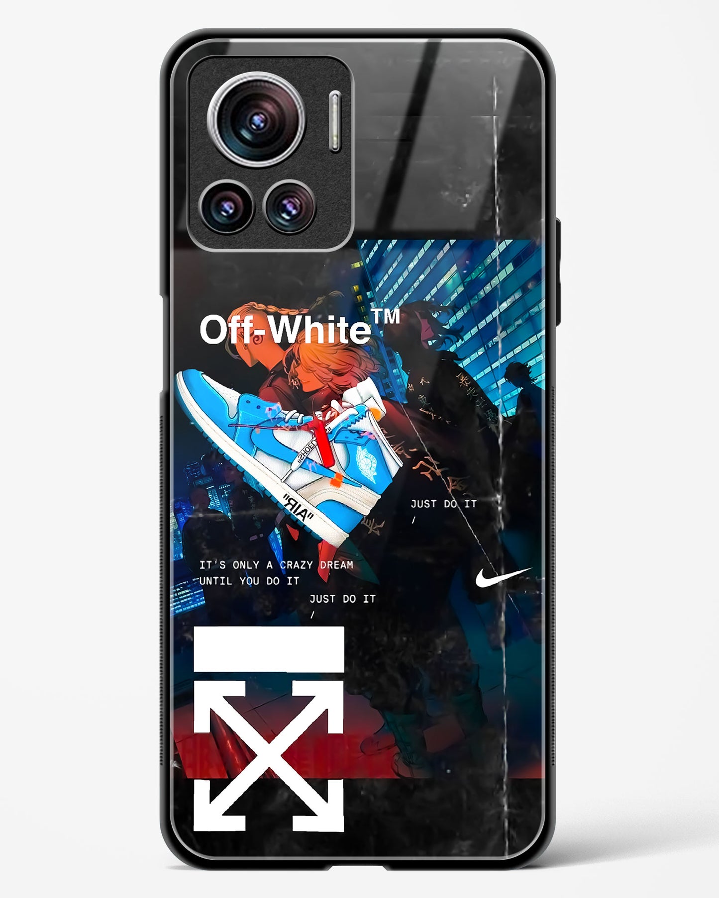 Off White Cross Fade Glass Phone Case-Motorola Edge 30 Ultra