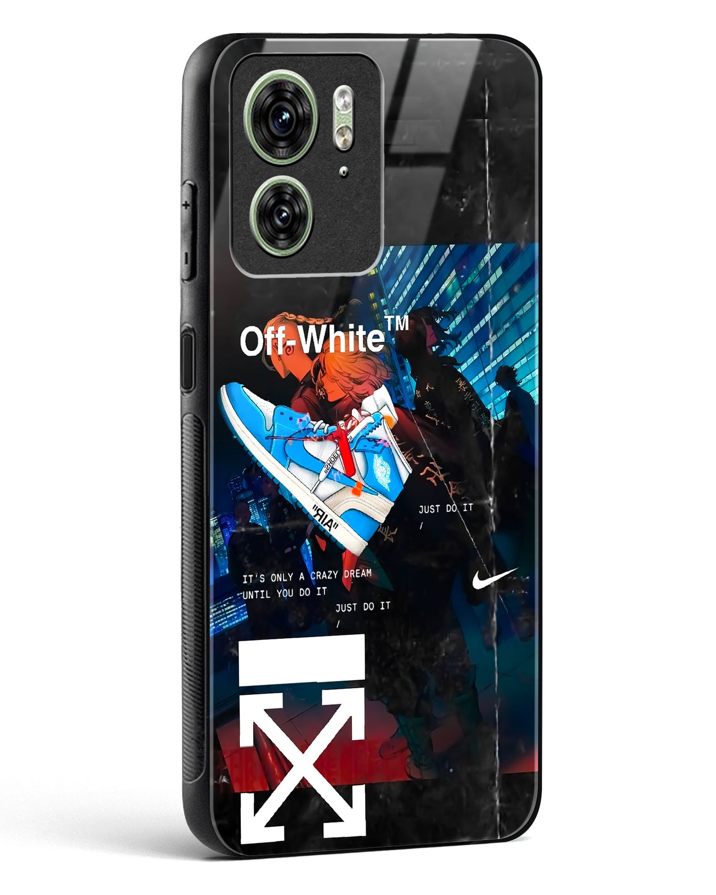 Off White Cross Fade Glass Phone Case-Motorola Edge 40