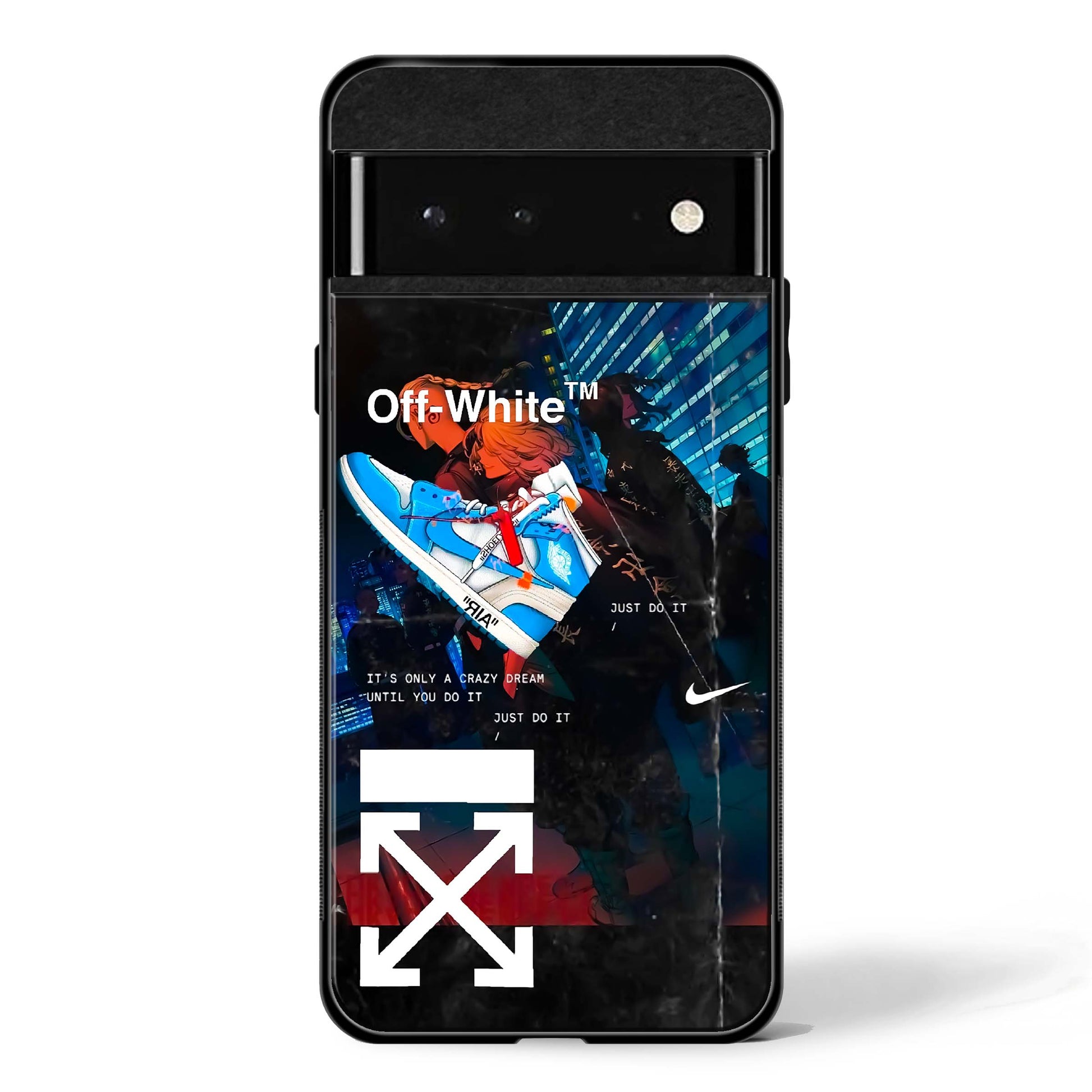 Off White Cross Fade Google Pixel Glass Phone Case