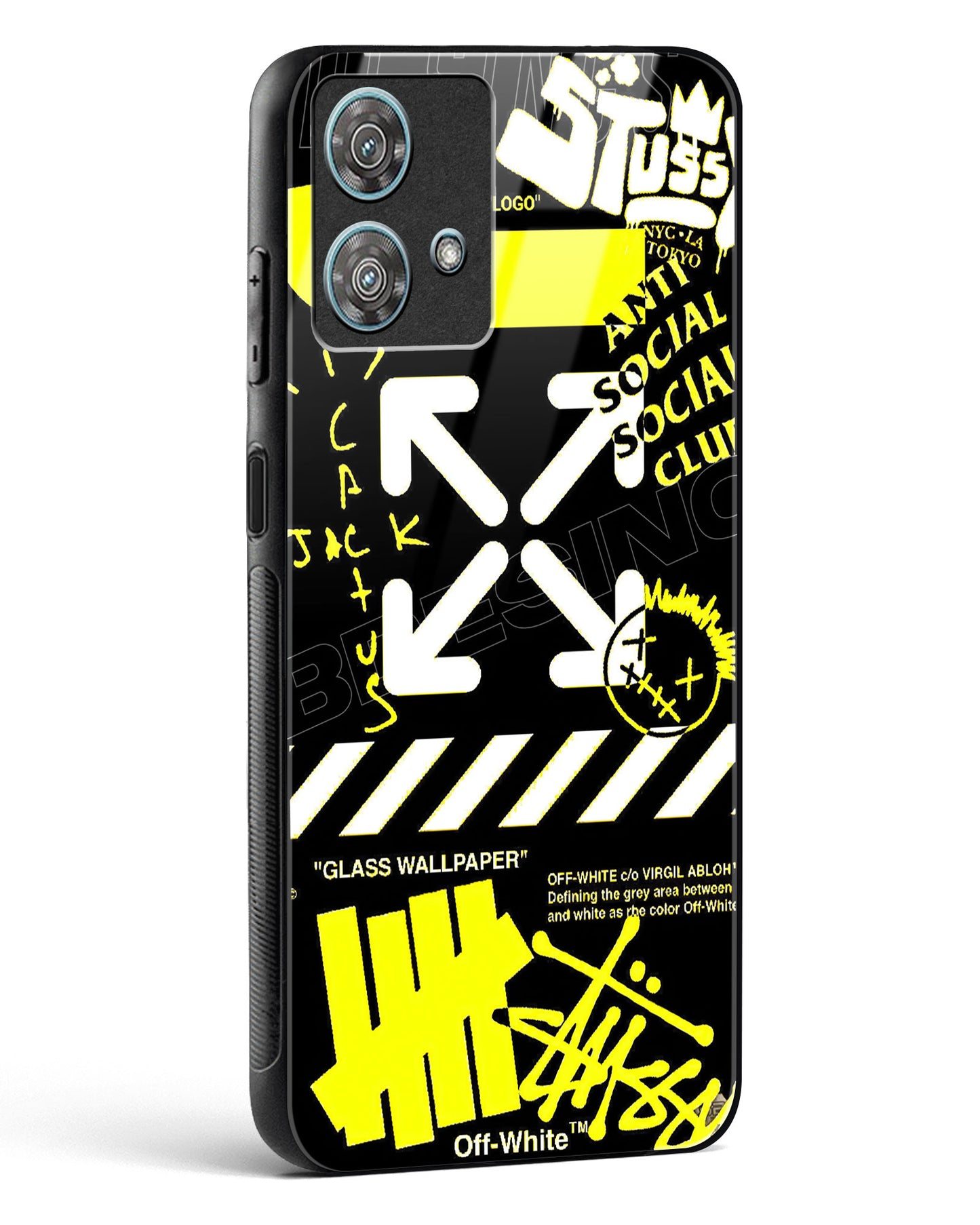 Off White Cross Glass Phone Case-Motorola Edge 40 Neo