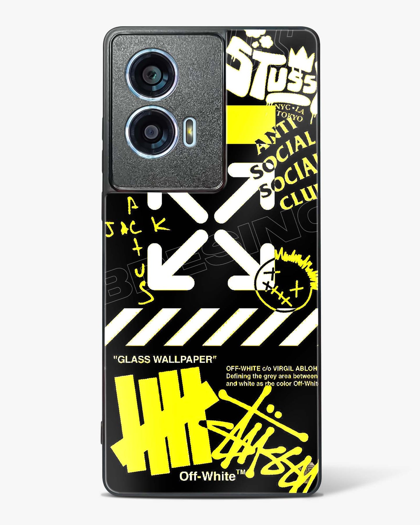 Off White Cross Glass Phone Case-Motorola Edge 50 Fusion