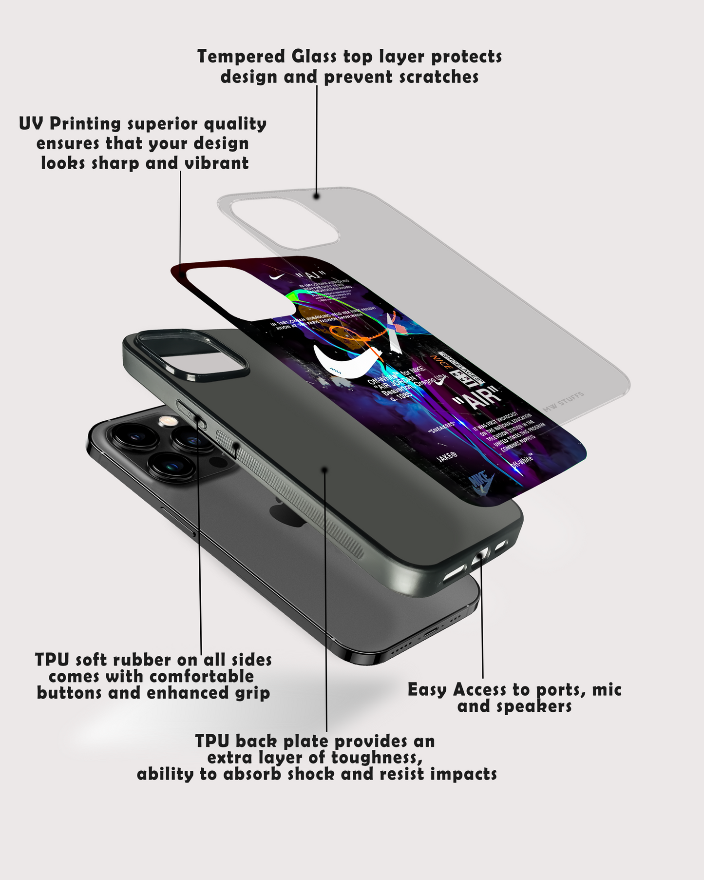 Off White AIR Glass Case - - MW Stuffs -