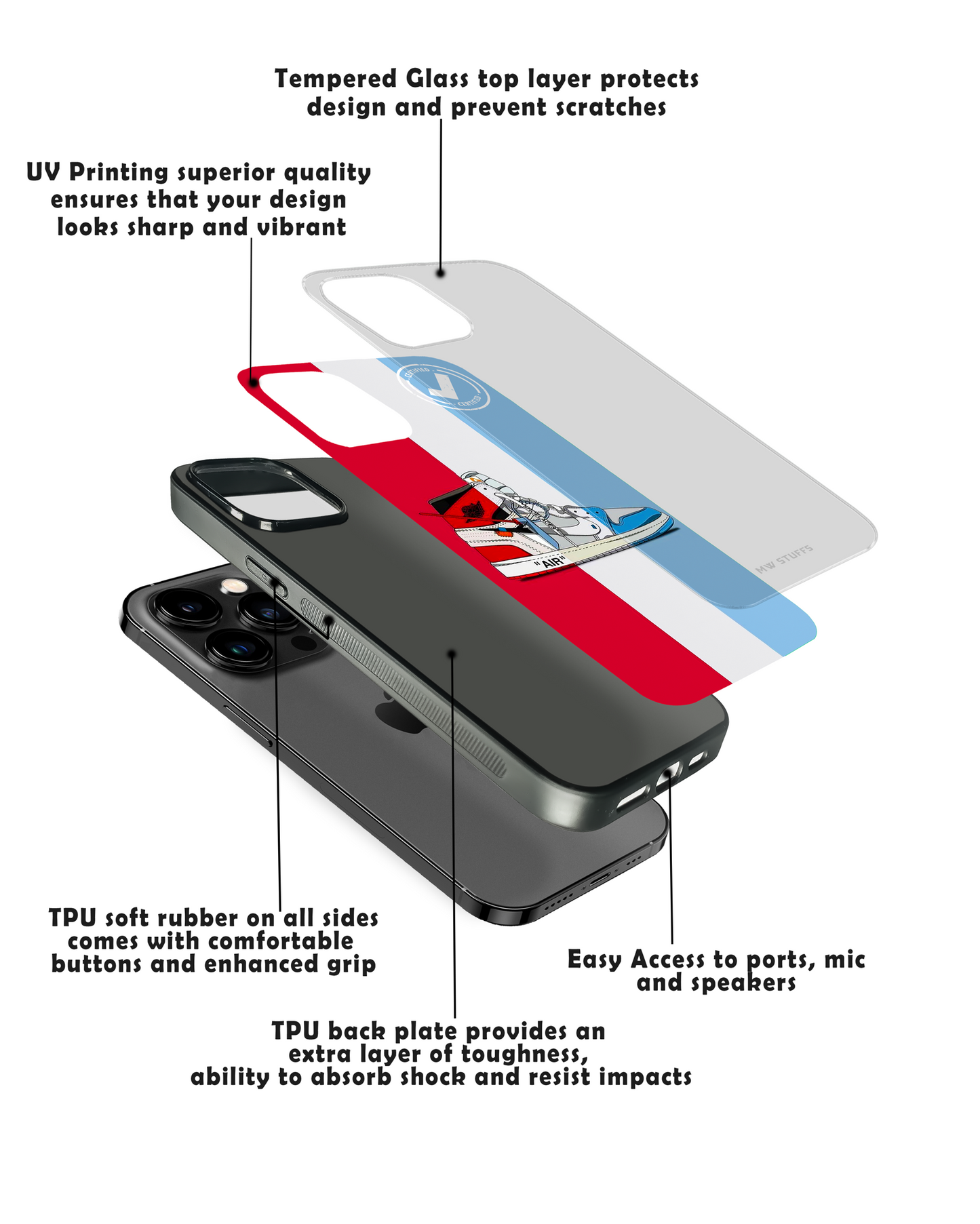 Off White AIR Premium GLASS CASE - - MW Stuffs -