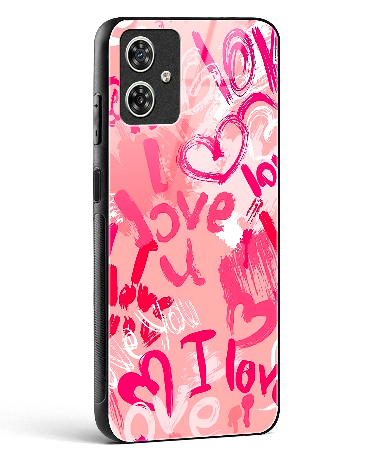 Pink Love Graffiti Glass Phone Case-Moto G54 5G