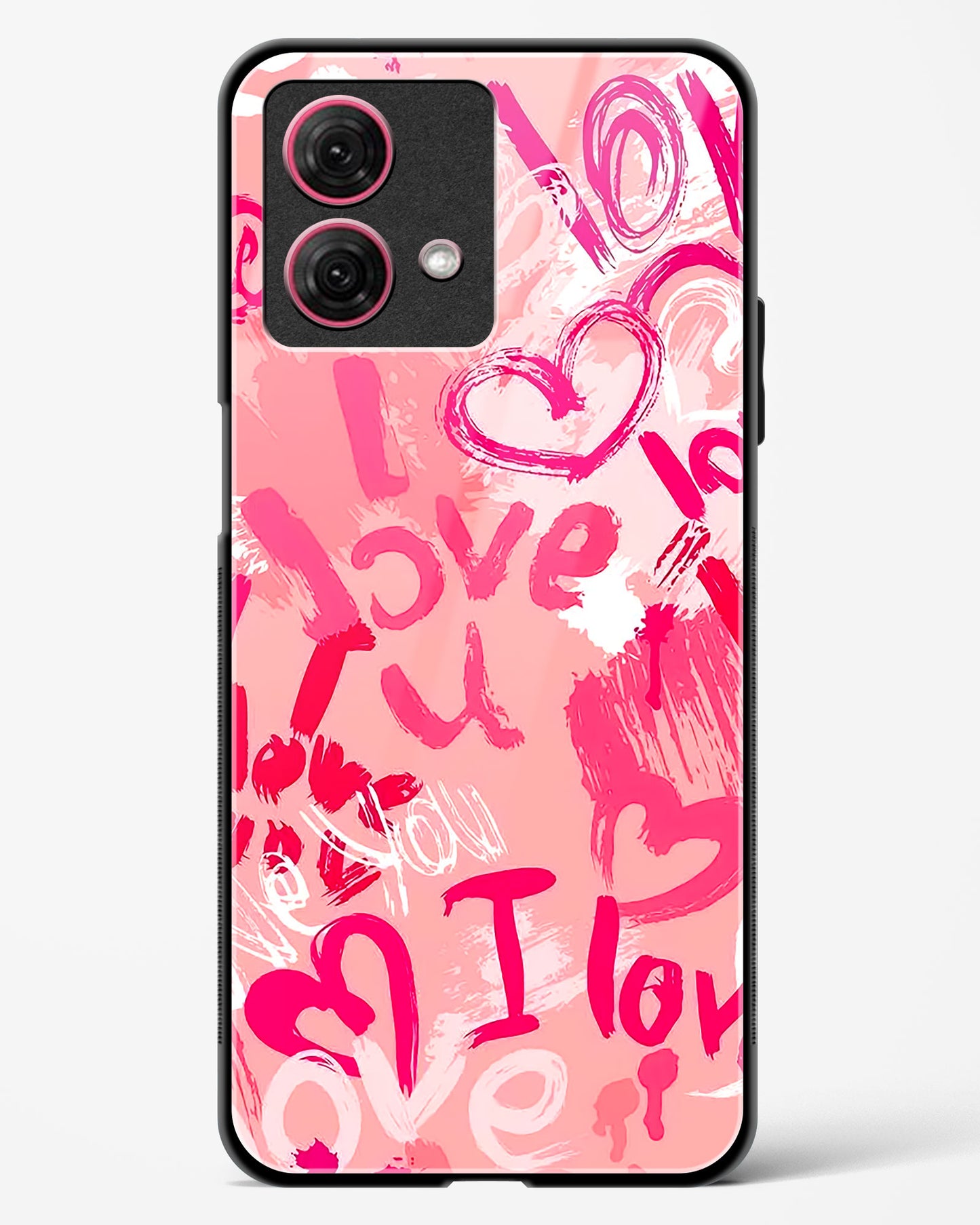 Pink Love Graffiti Glass Phone Case-Moto G84 5G