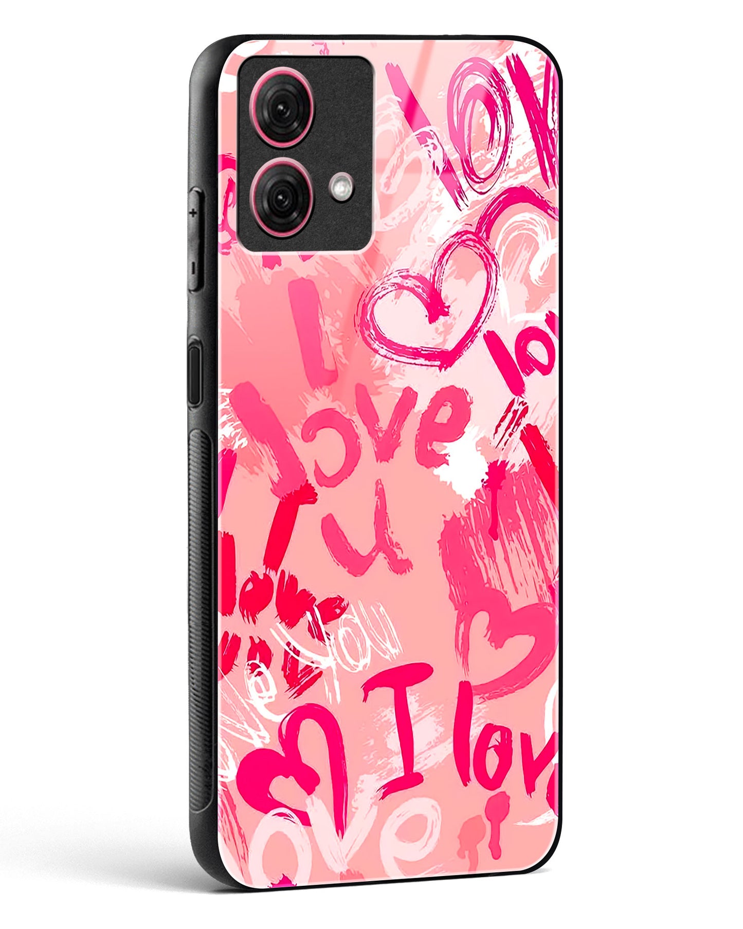 Pink Love Graffiti Glass Phone Case-Moto G84 5G