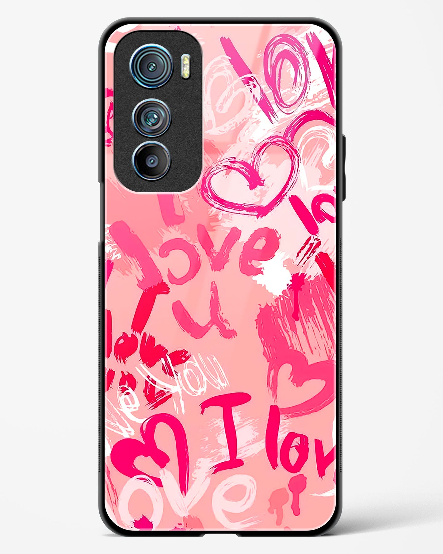 Pink Love Graffiti Glass Phone Case-Motorola Edge 30