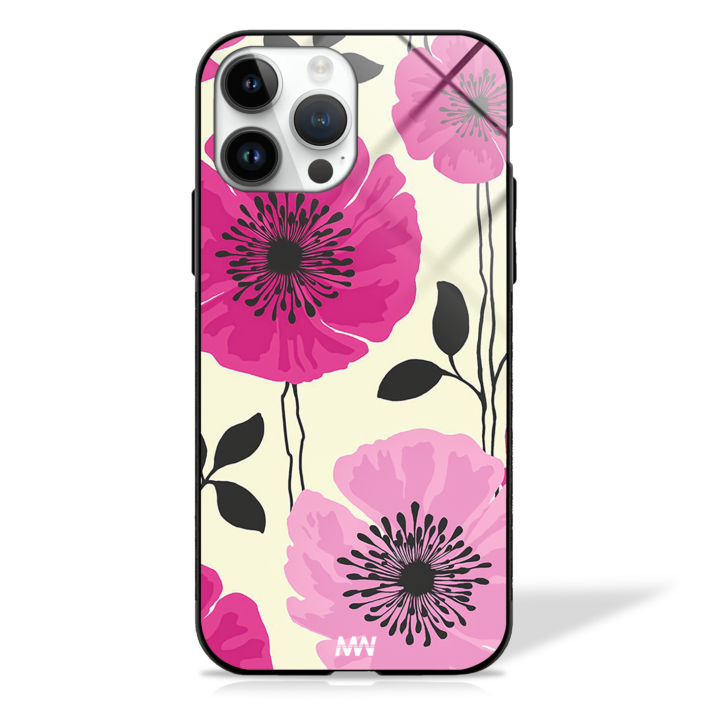 Pink Blossom Floral Premium GLASS CASE - - MW Stuffs -
