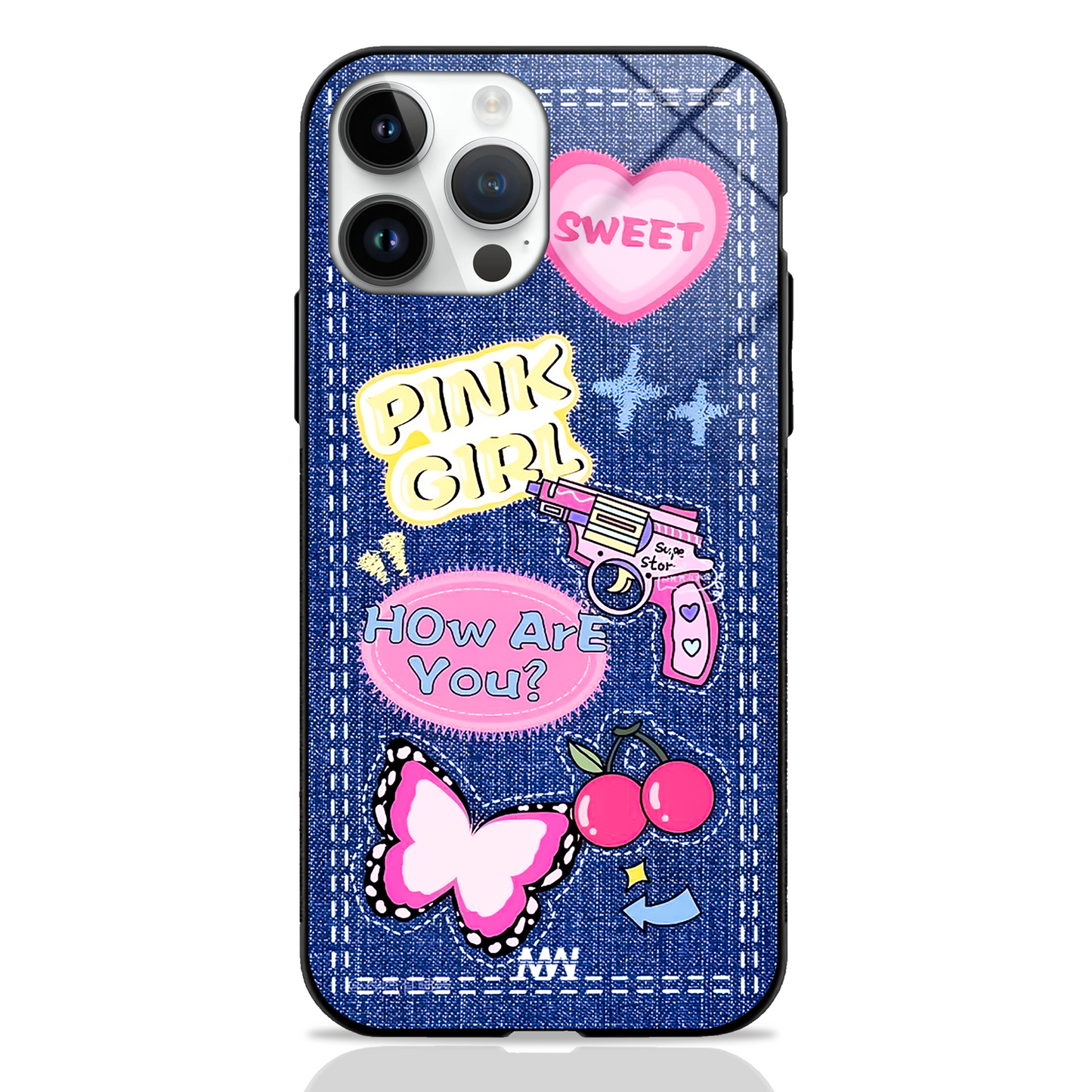 Pink Heart Gun Girl Premium Glass Case - - MW Stuffs -
