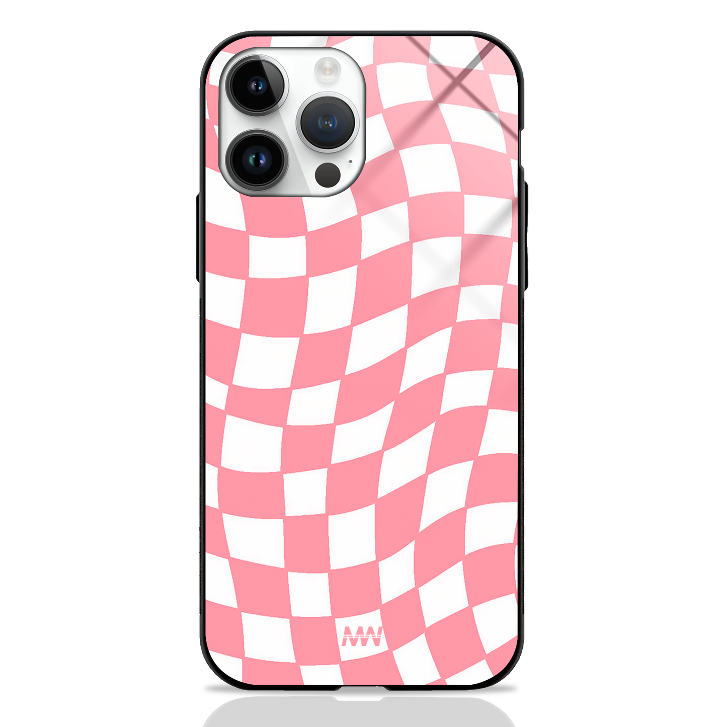 Pinky Checkered Pattern Premium Glass Case - - MW Stuffs -