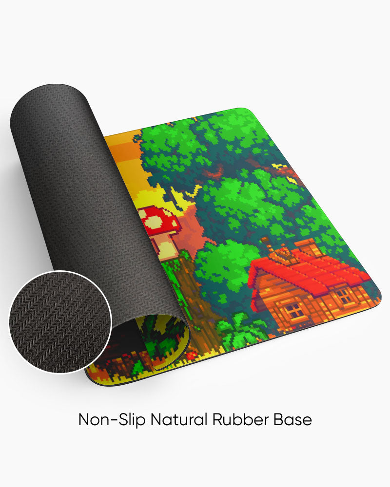Pixel Horizon Sunset Quest Desk Mat