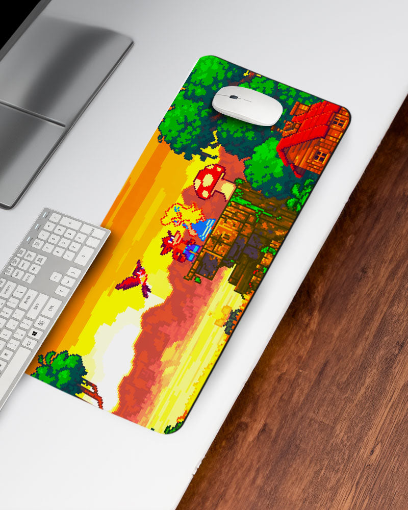 Pixel Horizon Sunset Quest Desk Mat