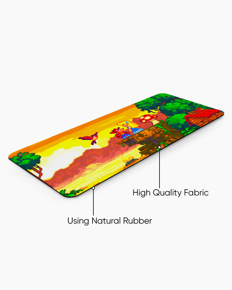 Pixel Horizon Sunset Quest Desk Mat